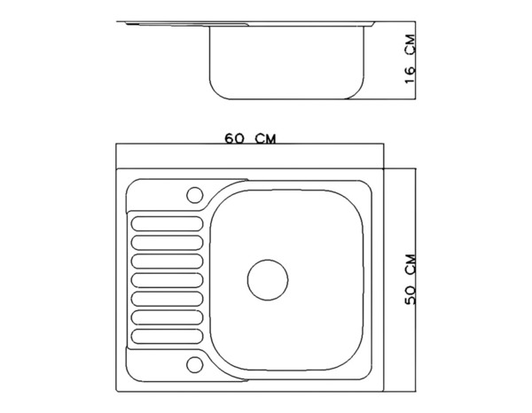 Evier inoxydable encastré, gris, égouttoir réversible  60x50x16 cm - Brico Dépôt