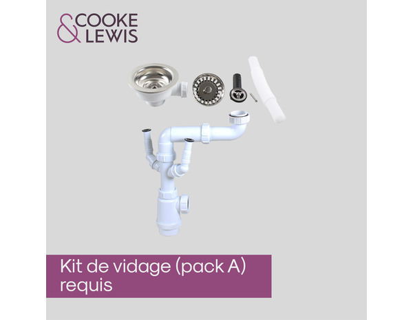 Kit de vidage évier inoxydable 1 bac blanc évacuation manuelle - Brico Dépôt