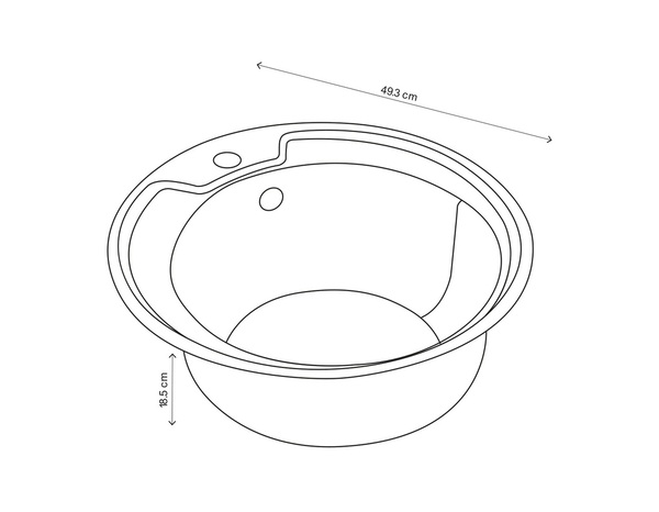 Evier inoxydable, rond 1 bac gris QUIMBY -  49x49x19 cm - Brico Dépôt