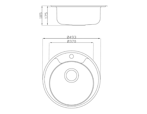 Evier inoxydable, rond 1 bac gris QUIMBY -  49x49x19 cm - Brico Dépôt