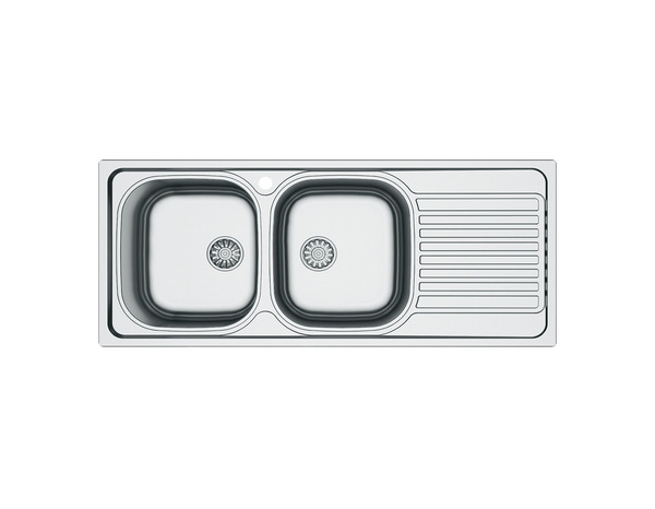 Evier inoxydable 2 bacs gris, égouttoir réversible 116x50x15 cm - Brico Dépôt