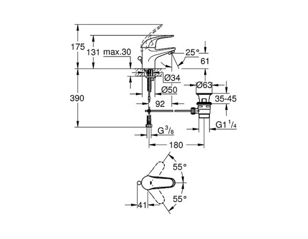 Mitigeur lavabo OLD SWIFT S - H.13,1 cm - Grohe - Brico Dépôt