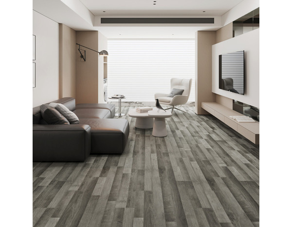 Sol PVC gris mat Ep.3,5 + 1 mm de sous-couche intégrée - 122 x 18,2 cm - Brico Dépôt