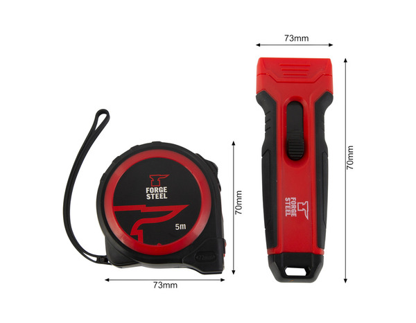 Kit outils mètre ruban 5 m + 1 grattoir + 1 lame en plastique, + 4 lames en acier - Forge steel - Brico Dépôt