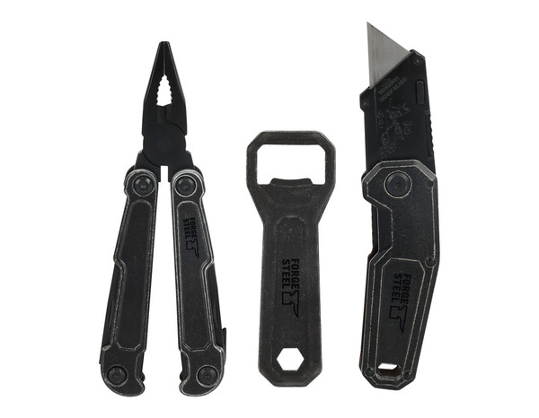 Ensemble d'outils multifonctions couteau, cutter et décapsuleur - Forge steel - Brico Dépôt
