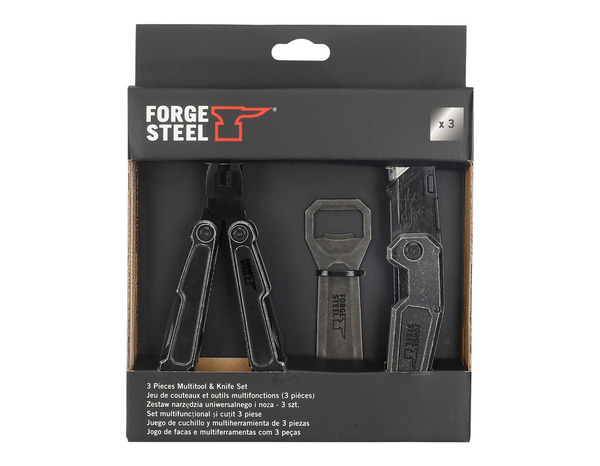 Ensemble d'outils multifonctions couteau, cutter et décapsuleur - Forge steel - Brico Dépôt