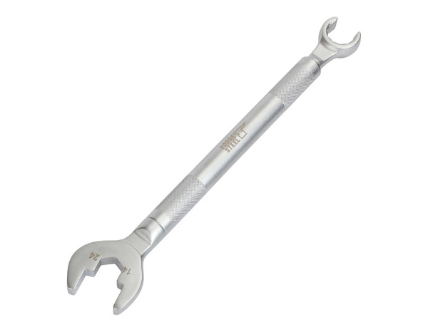 Clé de serrage 2 en 1 en acier argent - 25,5 x 4,4 x 14,3 cm - Forge steel - Brico Dépôt