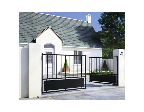 Portail métal battant noir CASTEL - 120 x 300 cm - Brico Dépôt