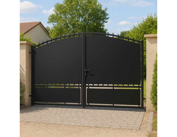 Portail métal plein battant noir HORIZON - 192 x 350 cm - Brico Dépôt