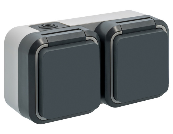 Double prise horizontale étanche gris IP55 16A 250V - Siemens - Brico Dépôt