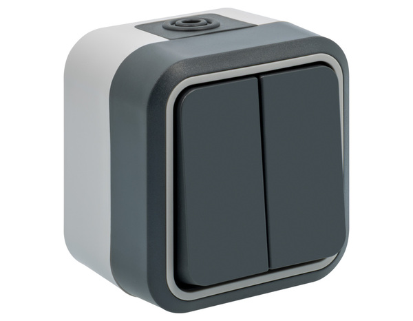 Double interrupteur va-et-vient étanche gris IP55 250V - Siemens - Brico Dépôt