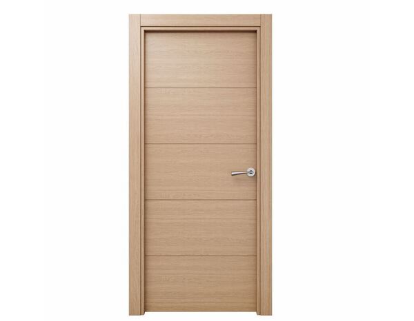 Porte interieur pleine MDF plaqué chêne miel poussant droit - 204 x 83 cm - Brico Dépôt