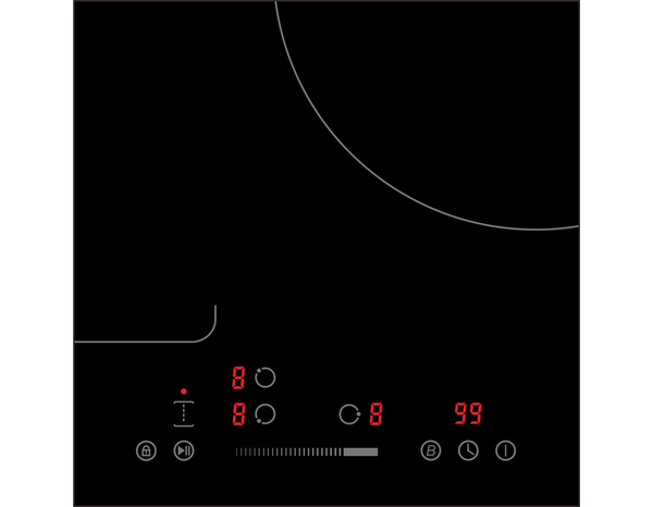 Plaque induction 6600W noir, 3 zones flexibles - L.59 x P.52 x H.5,6 cm - Cooke and Lewis - Brico Dépôt