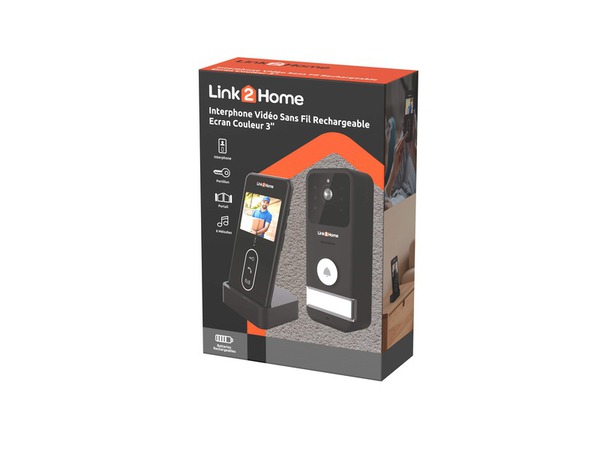 Kit visiophone sécurisé nomade 3 pouces noir, vision noctune LINK2HOME - Brico Dépôt