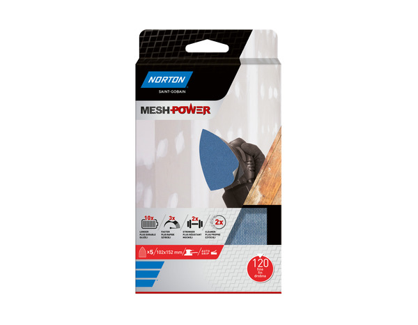 5 Patins 102 x 152 MeshPower - Grain 120 - Norton - Brico Dépôt