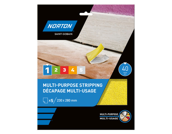 5 feuilles abrasives multi-usages grain 40 - Décapage - Norton - Brico Dépôt
