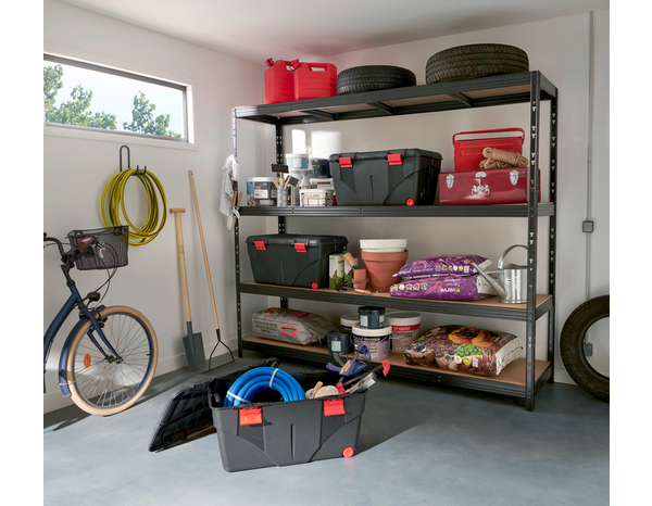 Etagère noire 4 plateaux - H. 200 x L. 237 x P. 60 cm - Brico Dépôt