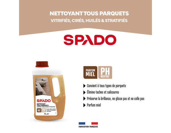 Nettoyant sublimant neutre pour tous les types de parquets anciens et modernes, 1 L - Spado - Brico Dépôt