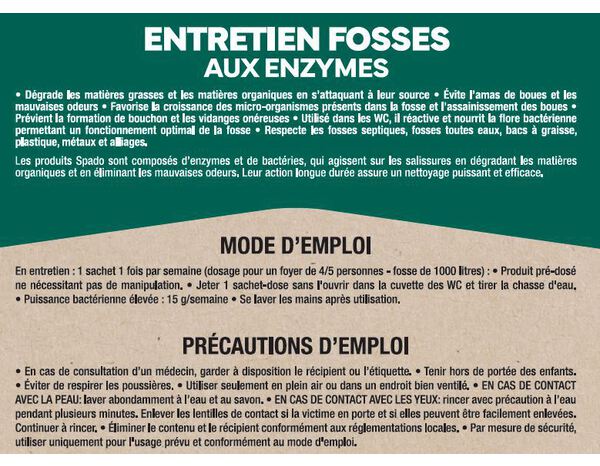 Entretien toutes fosses biologique 6 mois  - 24 doses - Spado - Brico Dépôt