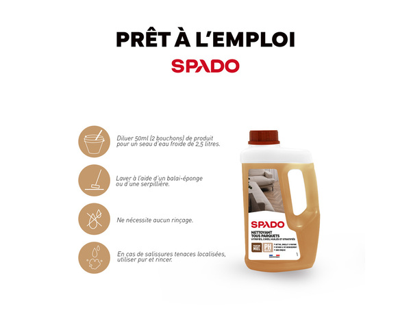 Nettoyant sublimant neutre pour tous les types de parquets anciens et modernes, 1 L - Spado - Brico Dépôt
