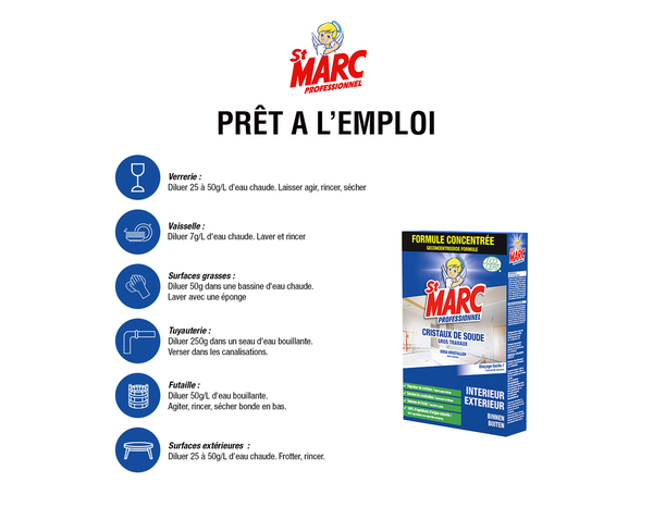 Cristaux de soude pour gros travaux 1 Kg - Saint Marc - Brico Dépôt