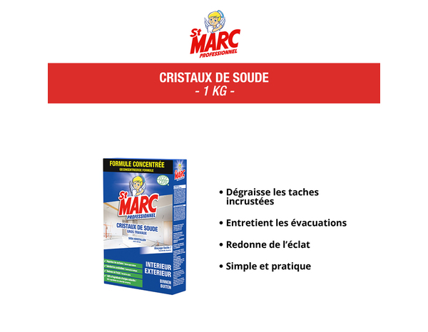 Cristaux de soude pour gros travaux 1 Kg - Saint Marc - Brico Dépôt
