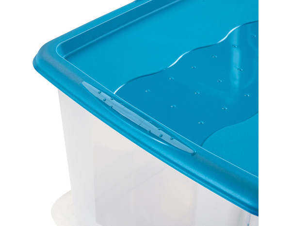 Lot de 3 boîtes polypropylène 45L, couvercles gris vert bleu - H.41 x l.40 x P.55 cm - Brico Dépôt