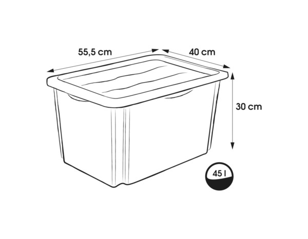 Lot de 3 boîtes polypropylène 45L, couvercles gris vert bleu - H.41 x l.40 x P.55 cm - Brico Dépôt