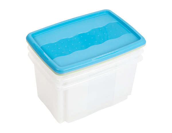 Lot de 3 boîtes polypropylène 45L, couvercles gris vert bleu - H.41 x l.40 x P.55 cm - Brico Dépôt