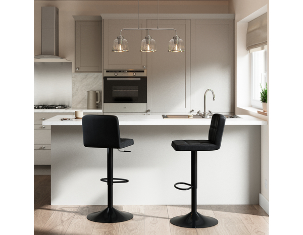 Lot de 2 tabourets de bar LAGAN simili cuir noir - l.45 x P.51 x H.88-109 cm - Cooke and Lewis - Brico Dépôt