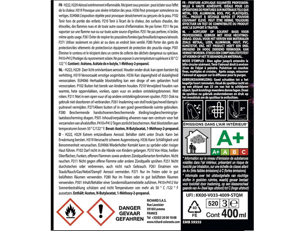 Aerosol 400 ml RAL9005 Noir Brillant - Richard - Brico Dépôt