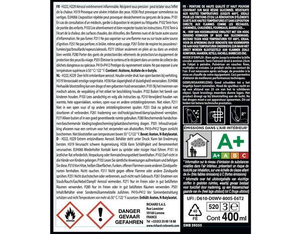 Aerosol 400 ml Haute température Gris - Richard - Brico Dépôt