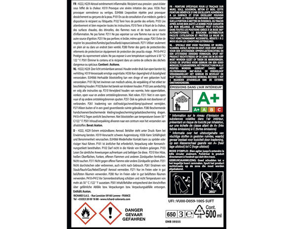 Aérosol peinture Traceur blanc 500 ml - Richard - Brico Dépôt