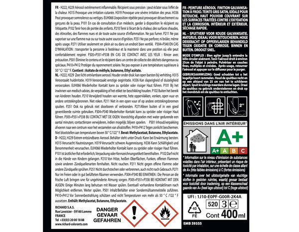 Aerosol 400 ml Galva zinc gris satin - Richard - Brico Dépôt