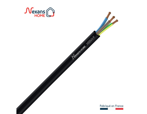 Câble électrique flexible H05VVF 3G1,5mm² noir - 10 m - Nexans - Brico Dépôt