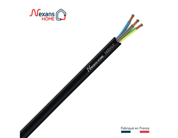 Câble électrique flexible H05VVF 3G1,5mm² noir - 5 m - Nexans - Brico Dépôt