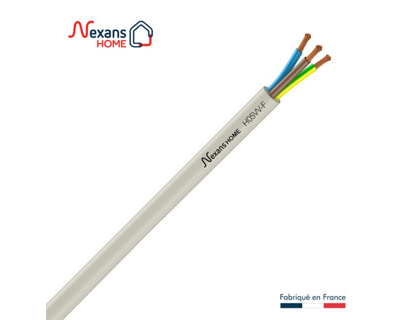 Câble électrique H05VVF 3G2,5mm² blanc - 50 m - Nexans - Brico Dépôt