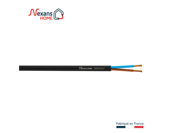 Câble électrique flexible H03VVH2F 2 x 0,75 mm² noir - 5 m - Nexans - Brico Dépôt