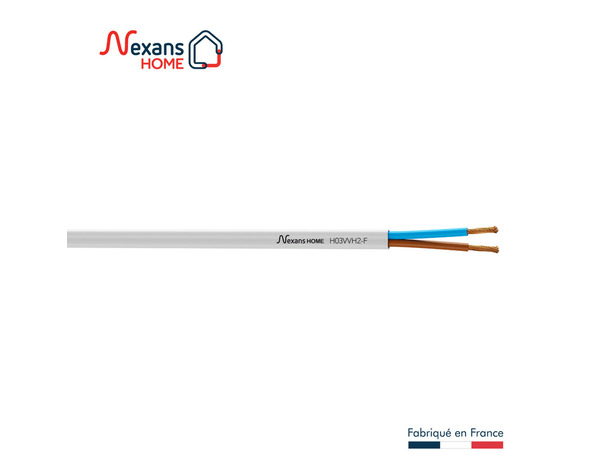 Câble électrique flexible H03VVH2F 2 x 0,75 mm² blanc - 25 m - Nexans - Brico Dépôt