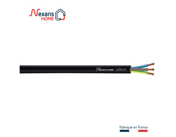 Câble électrique flexible H05VVF 3G1,5mm² noir - 5 m - Nexans - Brico Dépôt