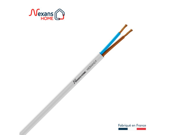 Câble électrique H03VVH2F 2 x 0,75 mm² blanc - 5 m - Nexans - Brico Dépôt