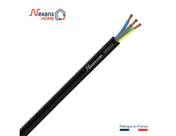 Câble électrique flexible H05VVF 3G1,5mm² noir - 50 m - Nexans - Brico Dépôt