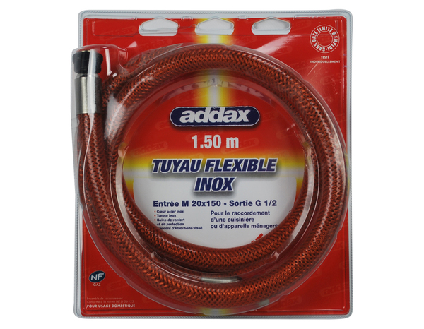 Tuyau de gaz Butane Propane inox sans date de remplacement L. 1,5 m - Addax - Brico Dépôt