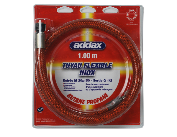 Tuyau de gaz butane propane tresse inox longueur 100 cm - Addax - Brico Dépôt
