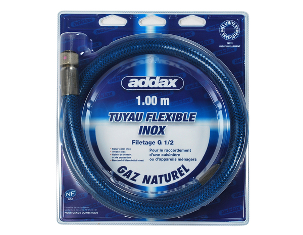 Tuyau de gaz tressé inox sans date de remplacement - L. 1 m - Addax - Brico Dépôt