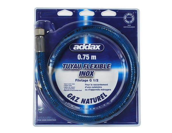 Tuyau de gaz sans date de remplacement L. 75 cm - Addax - Brico Dépôt