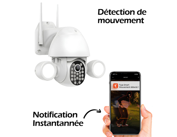 Caméra motorisé extérieure 5mp connectée + 2 phrases LED + carte 16GO - Brico Dépôt