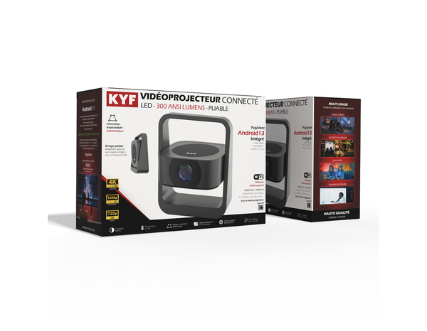 Vidéo projecteur noir android 13.0 - 720p - 300 lumens full HD 1080p - Brico Dépôt