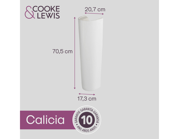 Colonne lavabo céramique blanc brillant CALICIA - 71x21,9x21,9 cm - Cooke and Lewis - Brico Dépôt