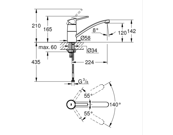 Mitigeur évier de cuisine "Swift" - H. 16,5 cm - Grohe - Brico Dépôt